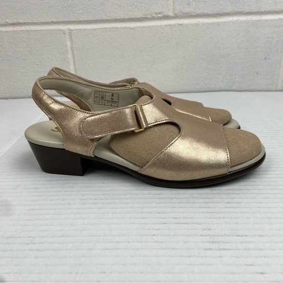 NEW‎ SAS Suntimer Leather Heeled Sandal-Narrow Size 8N in Lusso (Gold) Comfort - Picture 6 of 16